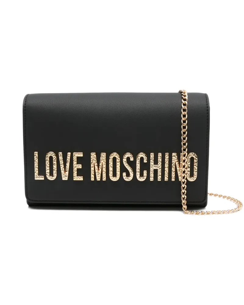 Moschino Clutch mit Logo-Schild - Schwarz Schwarz