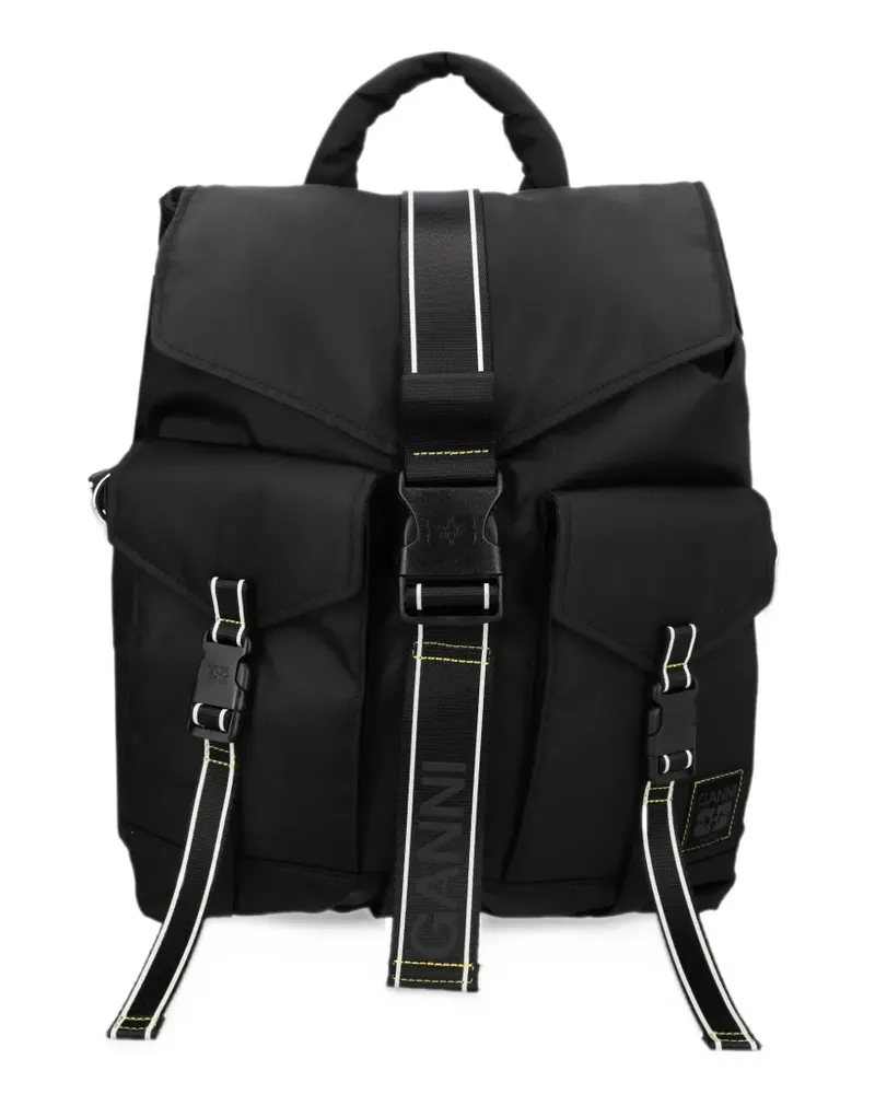 Ganni Rucksack aus Re-Tech - Schwarz Schwarz
