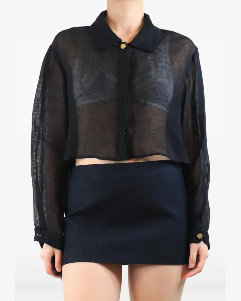 Le Kasha 1918 sheer cropped shirt - Schwarz Schwarz