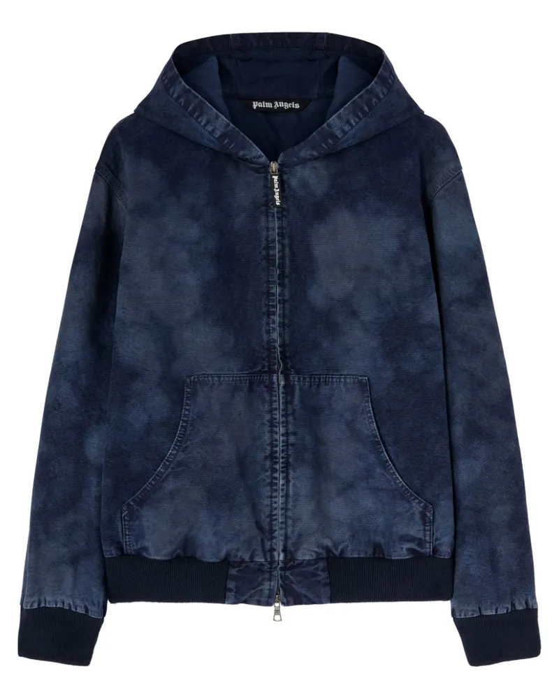 Palm Angels Hoodie mit gebogenem Logo Blau