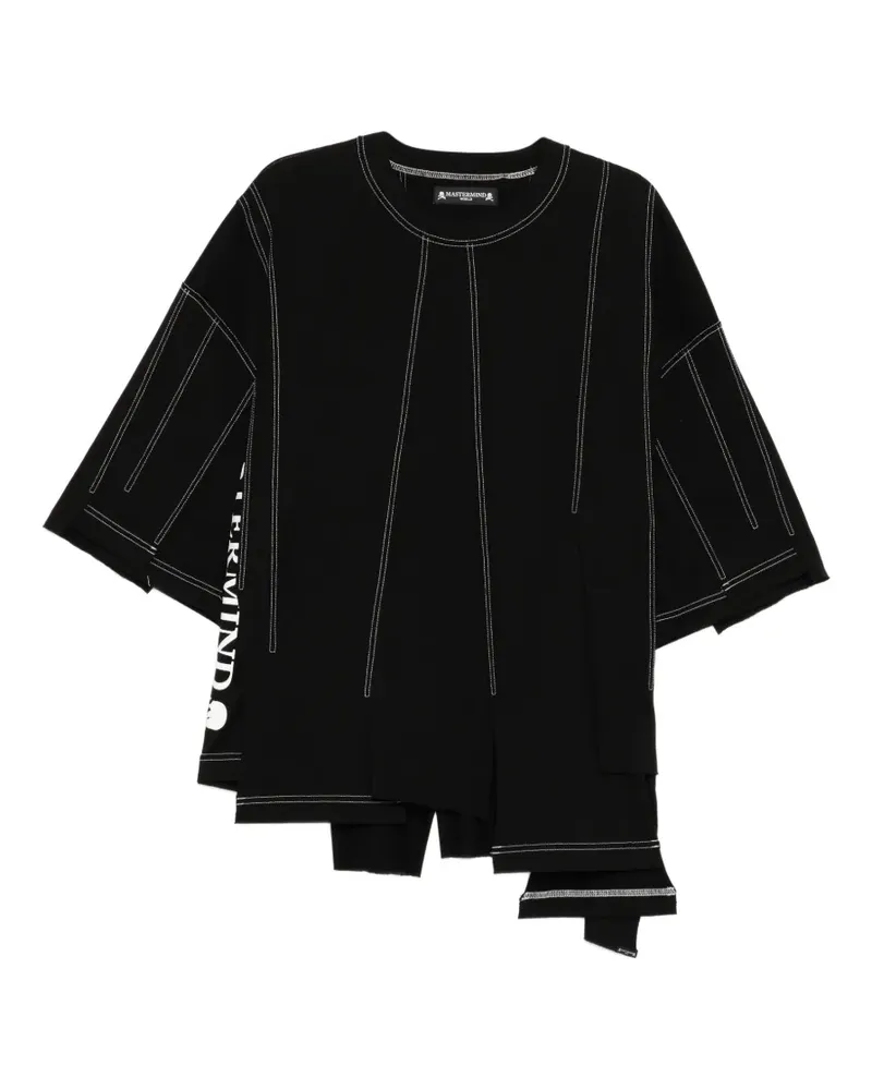 Mastermind World asymmetric exposed-seam T-shirt - Schwarz Schwarz
