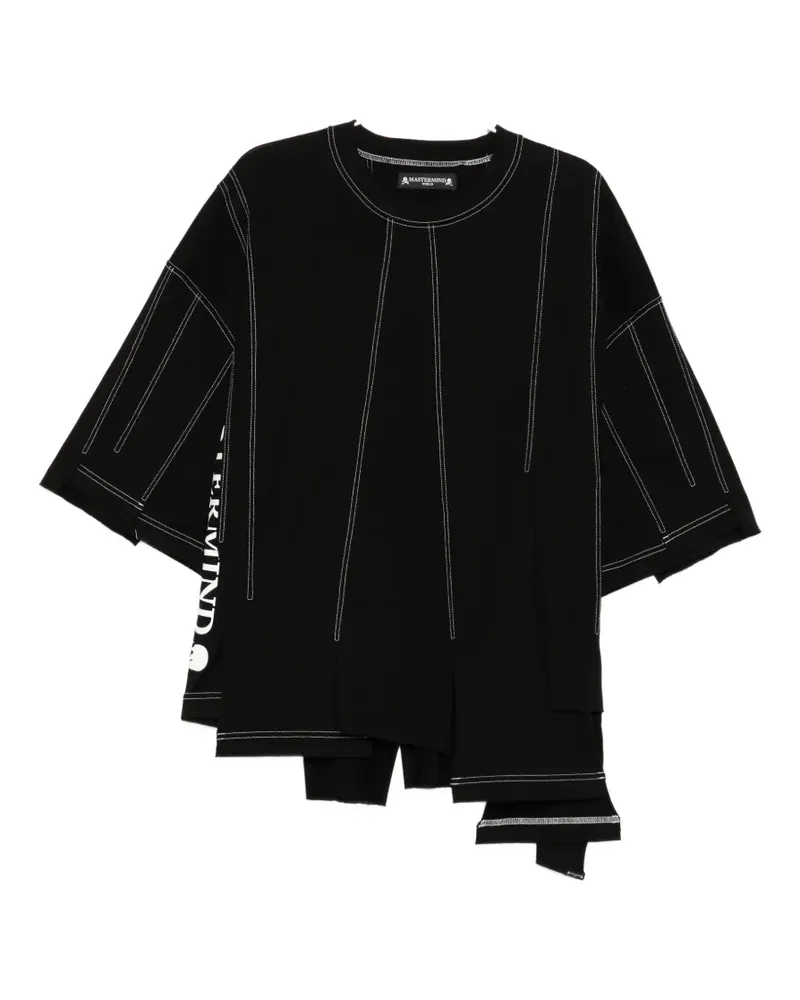 Mastermind World asymmetric exposed-seam T-shirt - Schwarz Schwarz