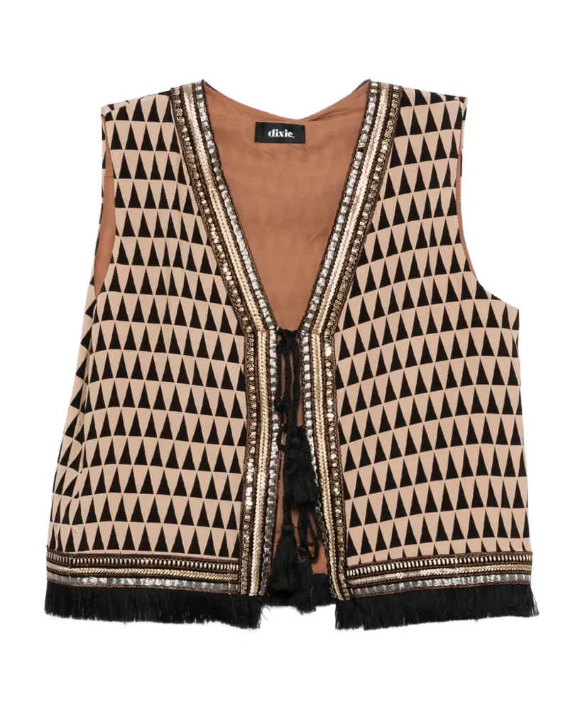 Dixie geometric-print sequin-embellished blouse - Nude Nude