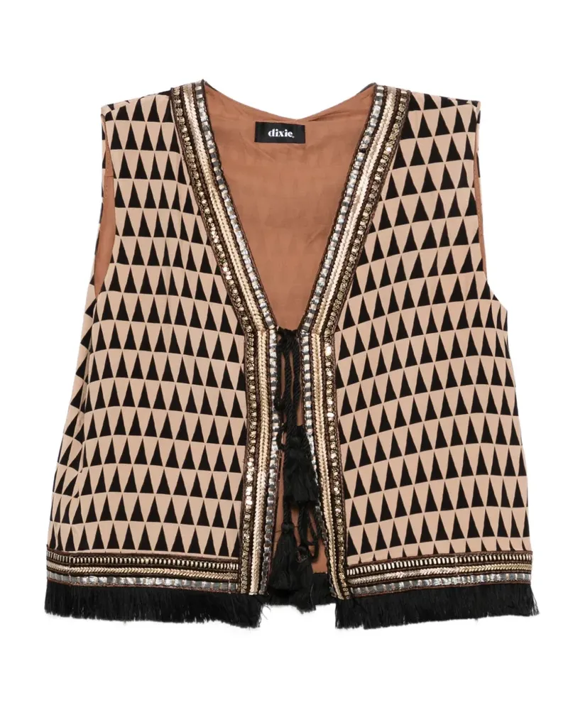 Dixie geometric-print sequin-embellished blouse - Nude Nude