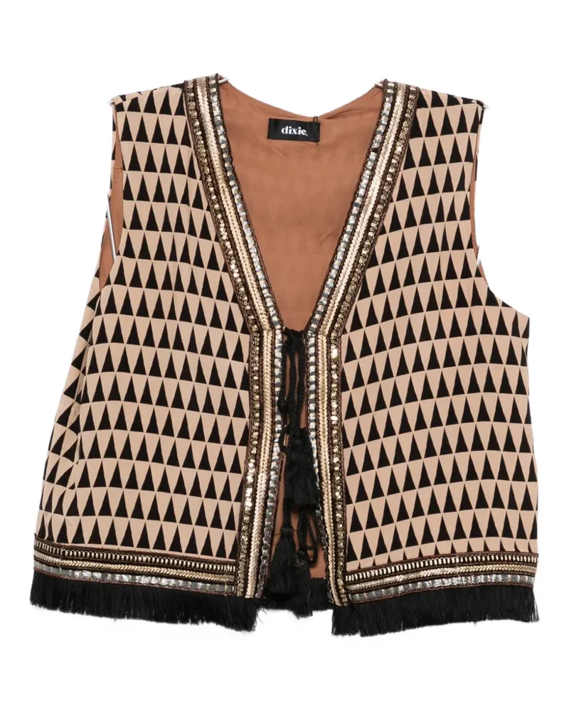 Dixie geometric-print sequin-embellished blouse - Nude Nude