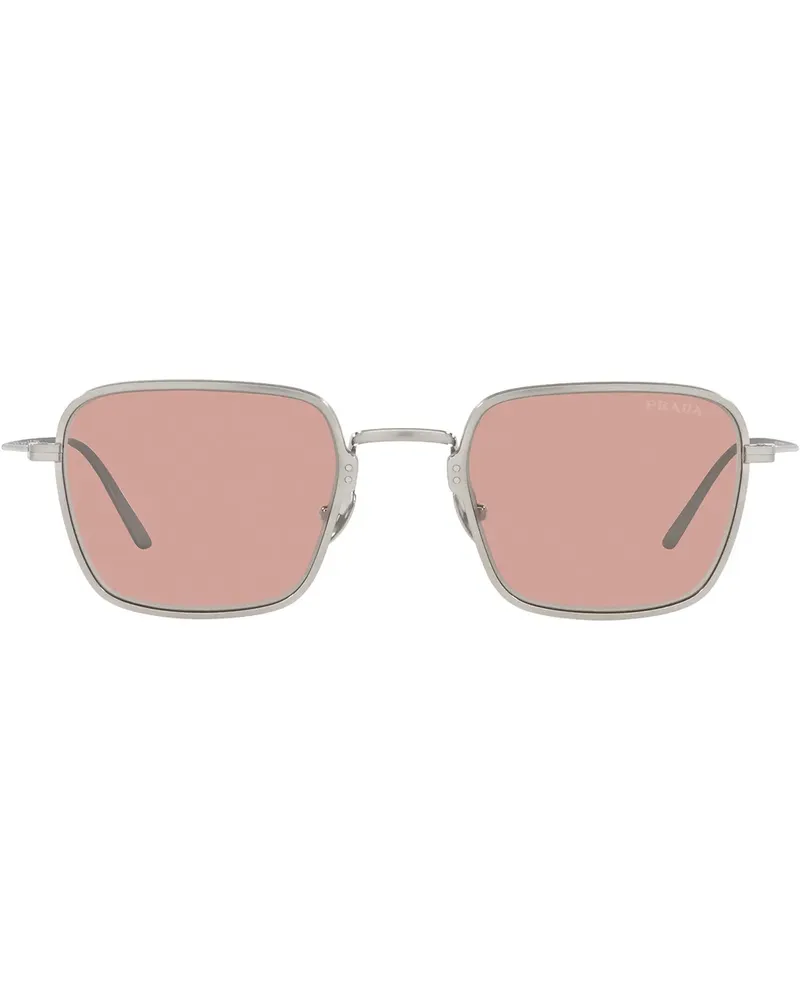 Prada Sonnenbrille mit eckigem Gestell - Silber Silber