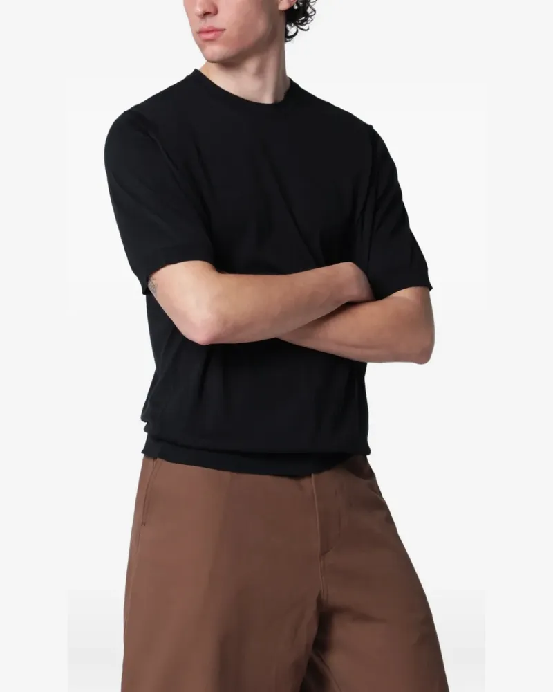 John Smedley T-Shirt mit Rundhalsausschnitt - Schwarz Schwarz