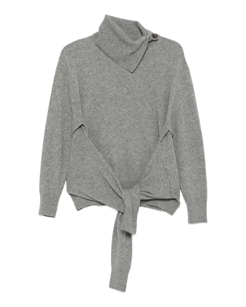 Lanvin knotted-sleeve button-neck sweater - Grau Grau