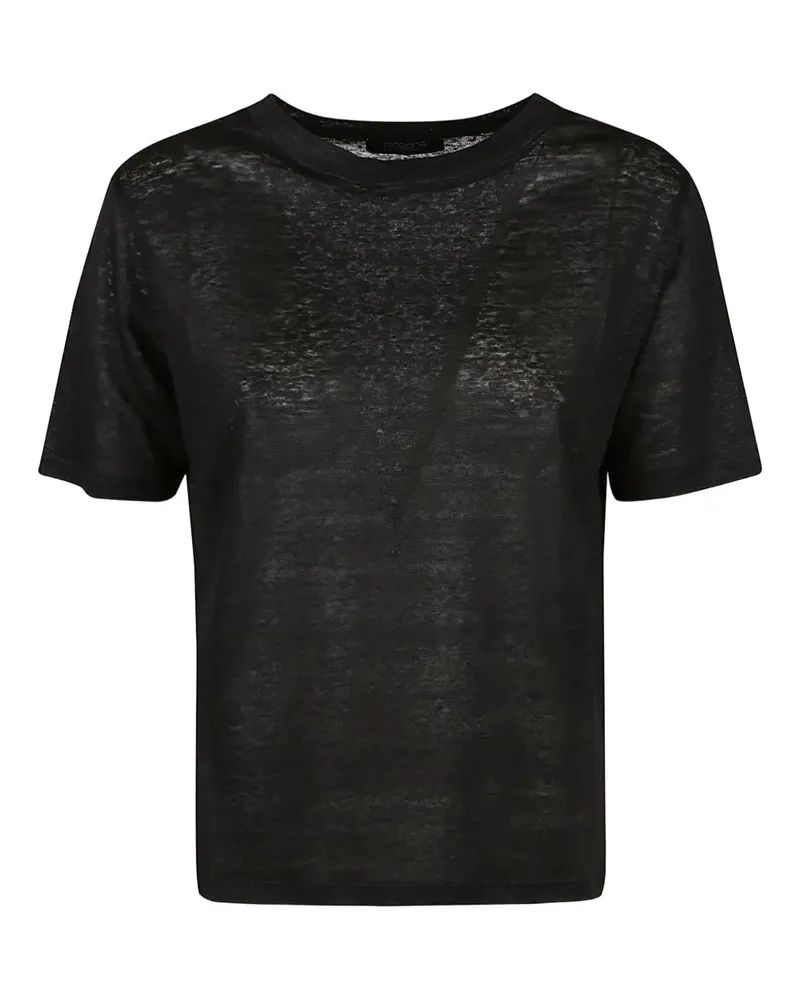 ARAGONA linen crew-neck T-shirt - Schwarz Schwarz