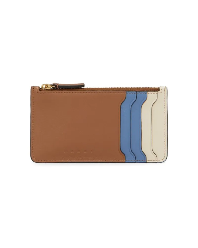 Marni Kartenetui mit Logo-Prägung - Braun Braun