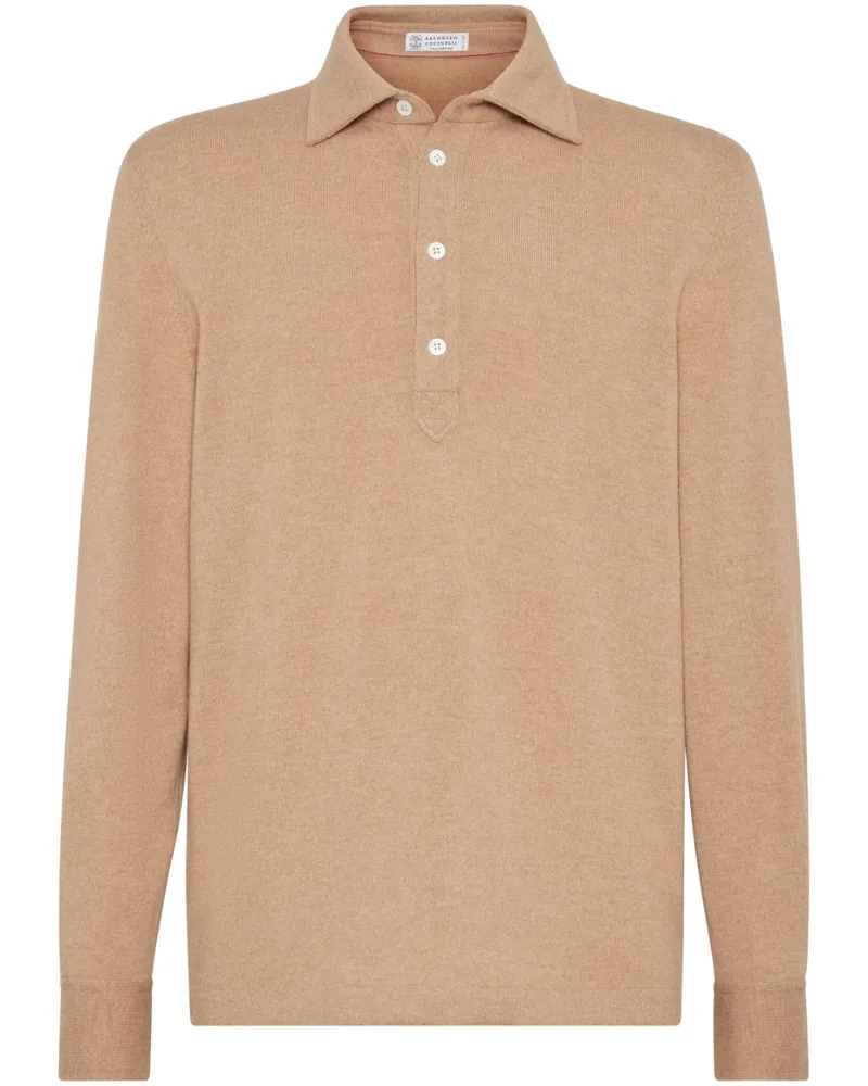 Brunello Cucinelli Poloshirt aus Kaschmir - Nude Nude