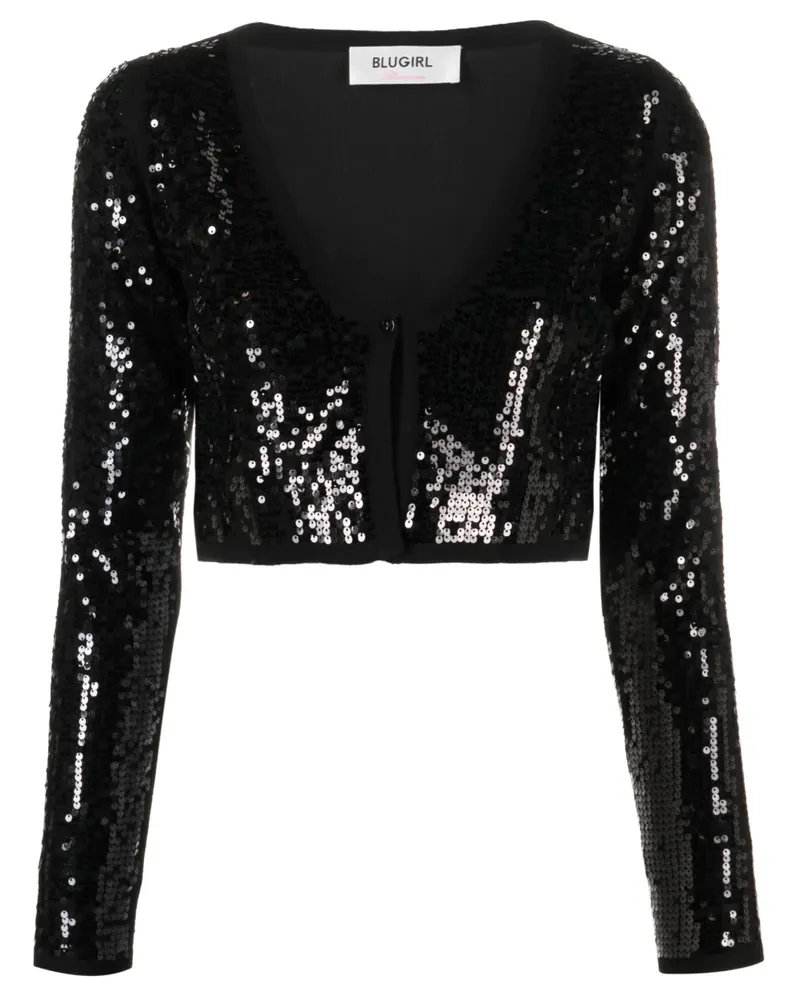 Blumarine Cropped-Cardigan mit Pailletten - Schwarz Schwarz