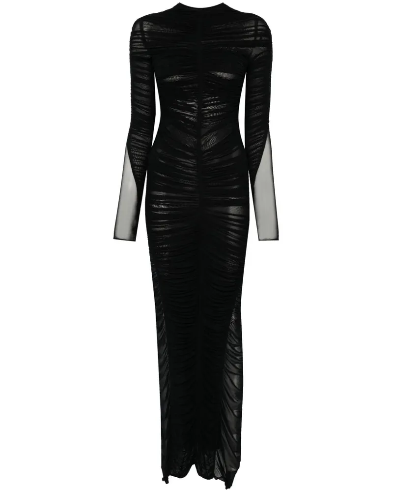Thierry Mugler Gerafftes Maxikleid - Schwarz Schwarz