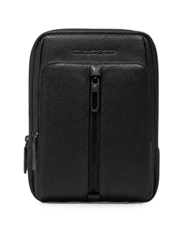 Piquadro Rucksack aus gekörntem Leder - Schwarz Schwarz