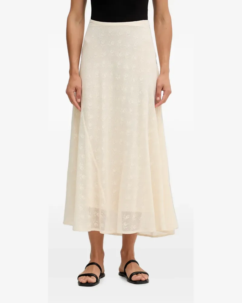 Hoss Intropia Roxanne floral-lace flared midi skirt - Nude Nude