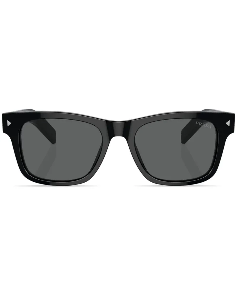 Prada Eckige Sonnenbrille mit Logo-Gravur - Schwarz Schwarz