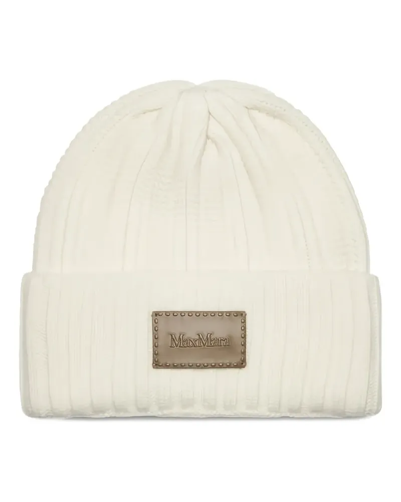 Max Mara ribbed patch beanie - Weiß Weiß