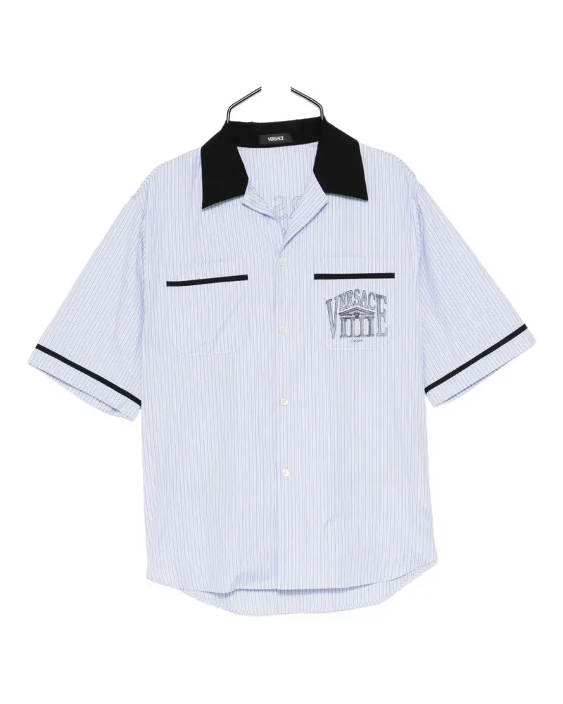 Versace striped graphic shortleeves shirt - Blau Blau