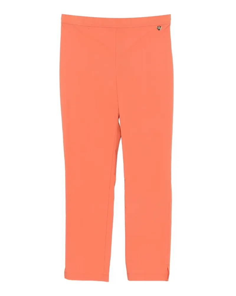 Twin-Set logo-plaque slit-hem trousers - Orange Orange