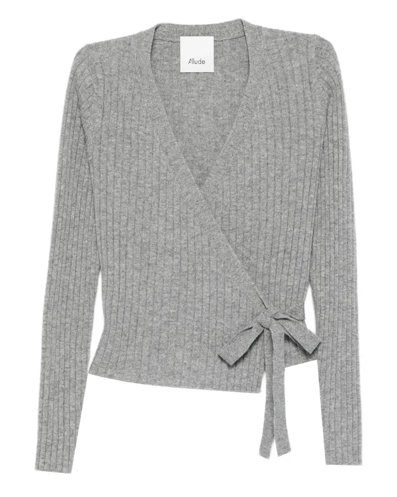 ALLUDE Gerippter Cardigan mit Schnürung - Grau Grau