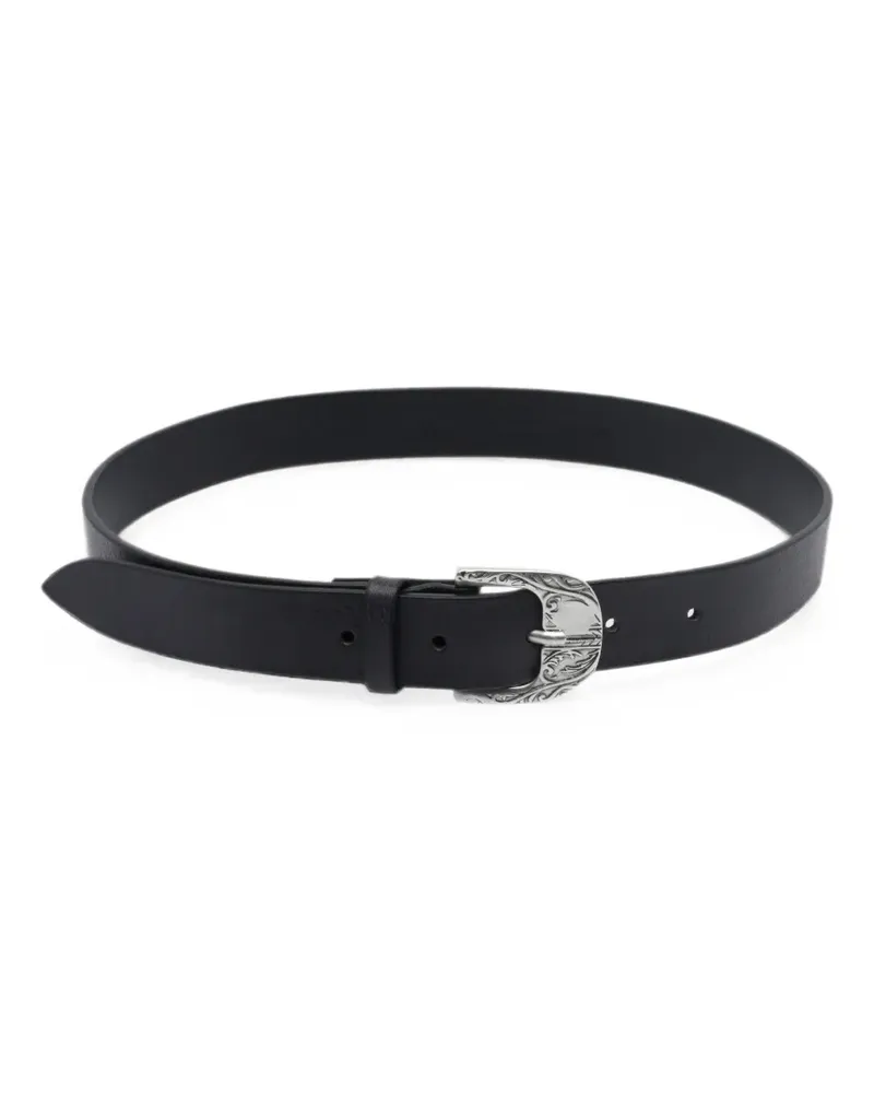 Orciani engraved-buckle leather belt - Schwarz Schwarz