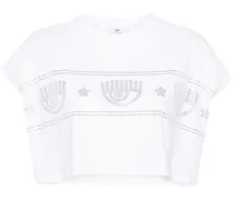 Cropped-T-Shirt mit Nieten-Logo