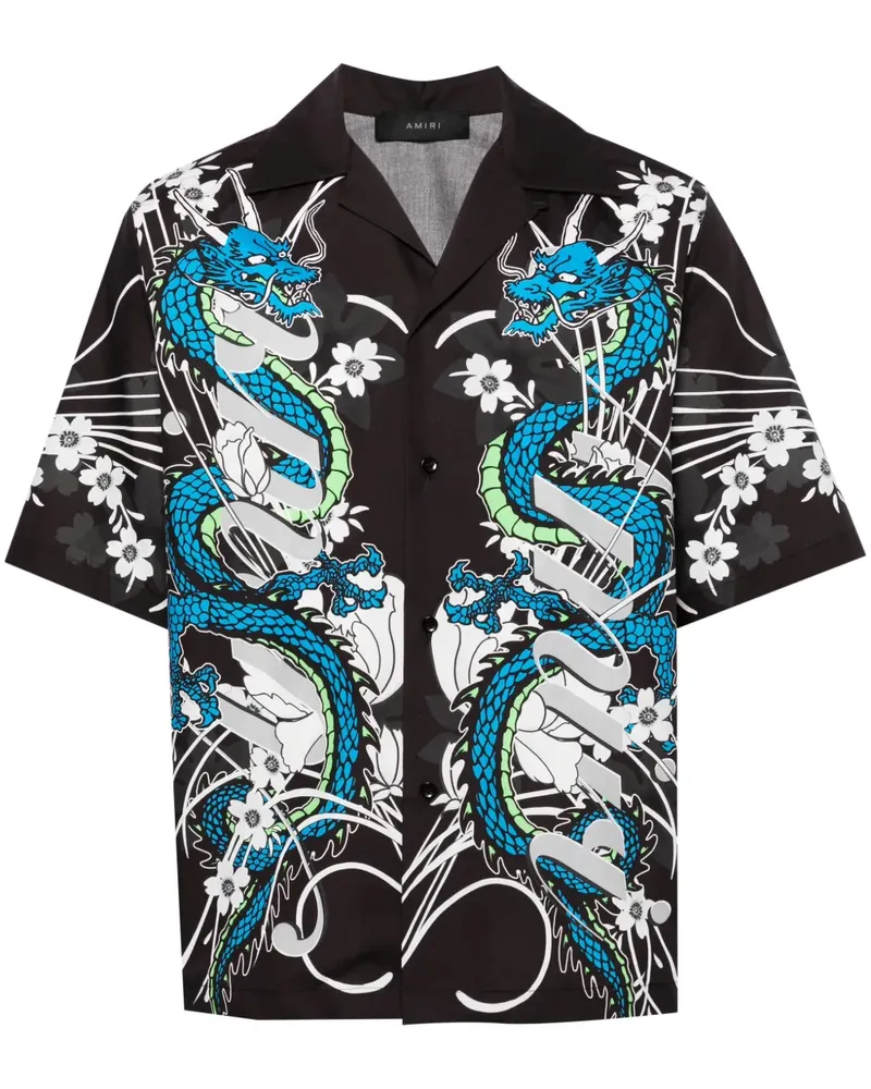 Amiri Dragon Bowlinghemd mit Print - Schwarz Schwarz