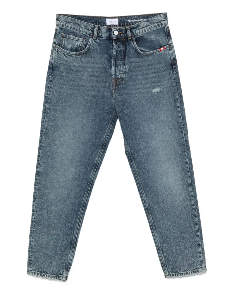 Amish Distressed-Jeans mit Patch - Blau Blau