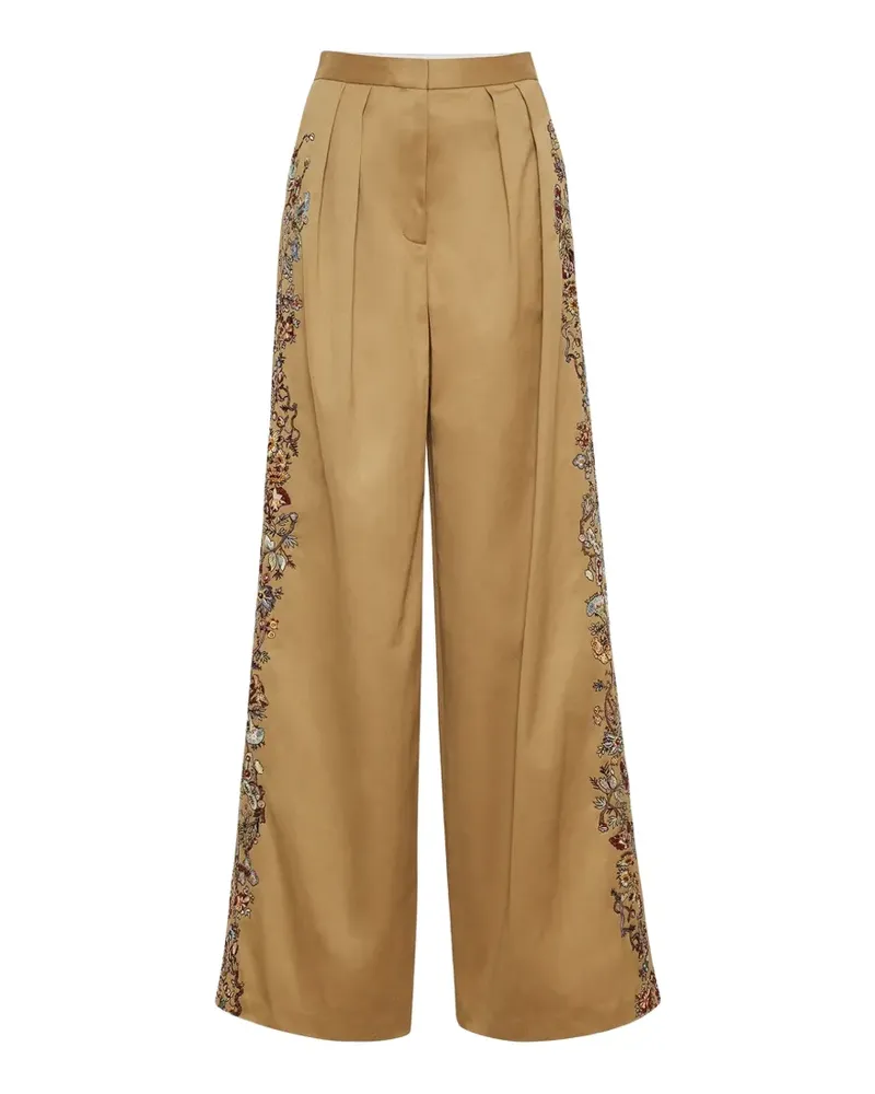 Adam Lippes Nils embroidered-detail trousers - Braun Braun
