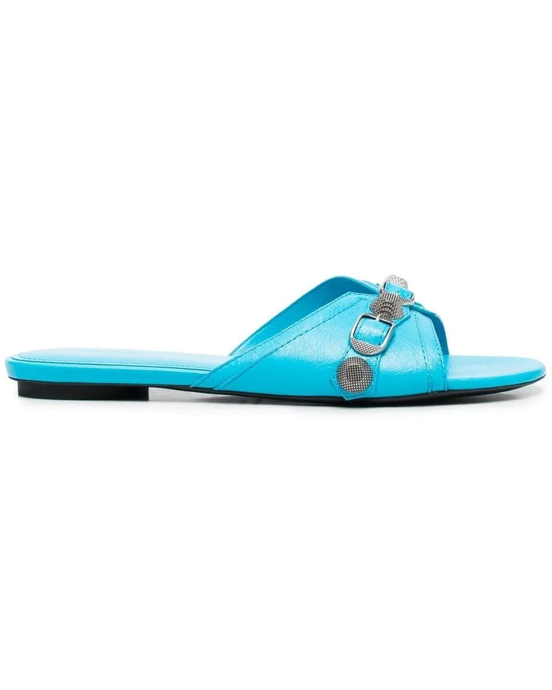 Balenciaga Flache Cagole Sandalen Blau