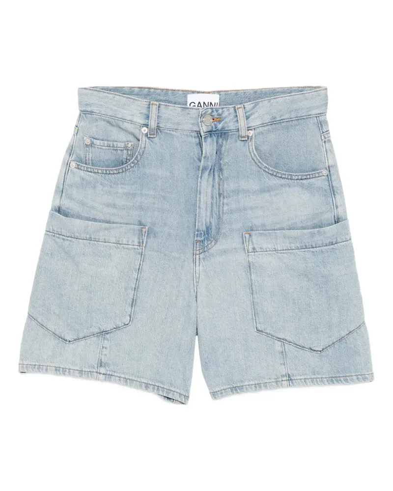 Ganni Jeans-Shorts mit aufgesetzten Taschen - Blau Blau