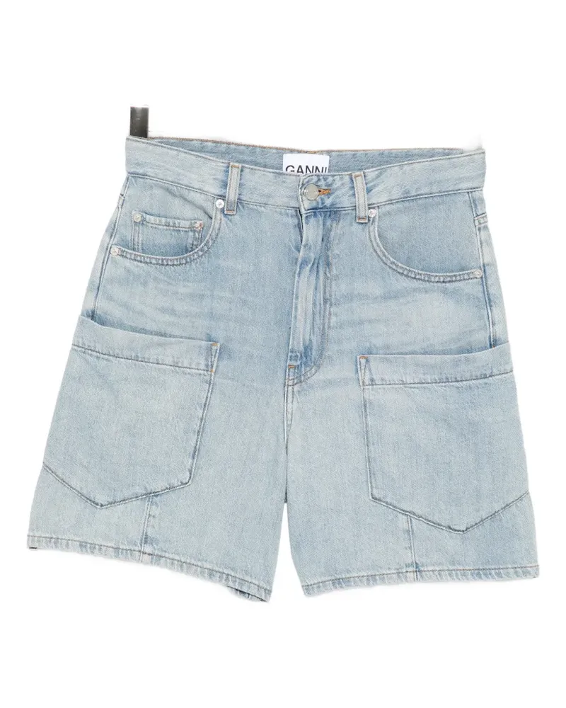 Ganni patch-pocket denim shorts - Blau Blau
