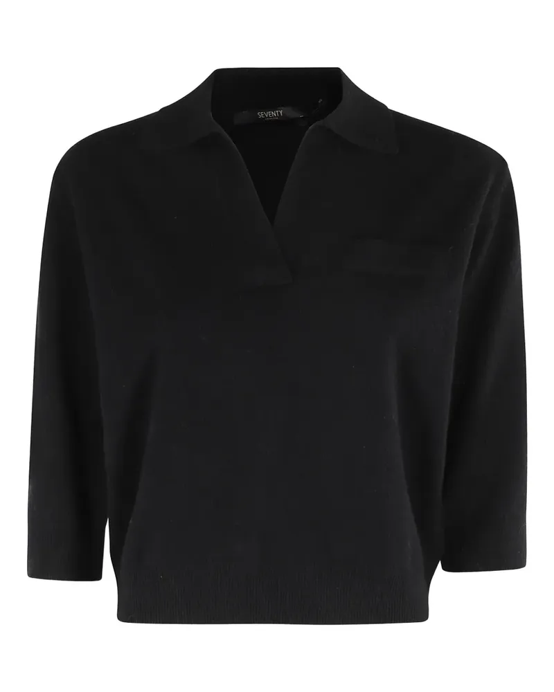 Seventy Kurzärmeliges Oberteil mit Poloshirtkragen - Schwarz Schwarz
