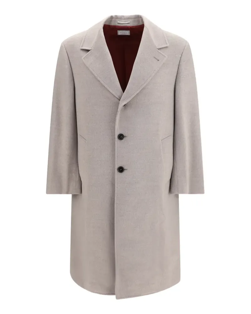 Brunello Cucinelli single-breasted fleece wool coat - Nude Nude