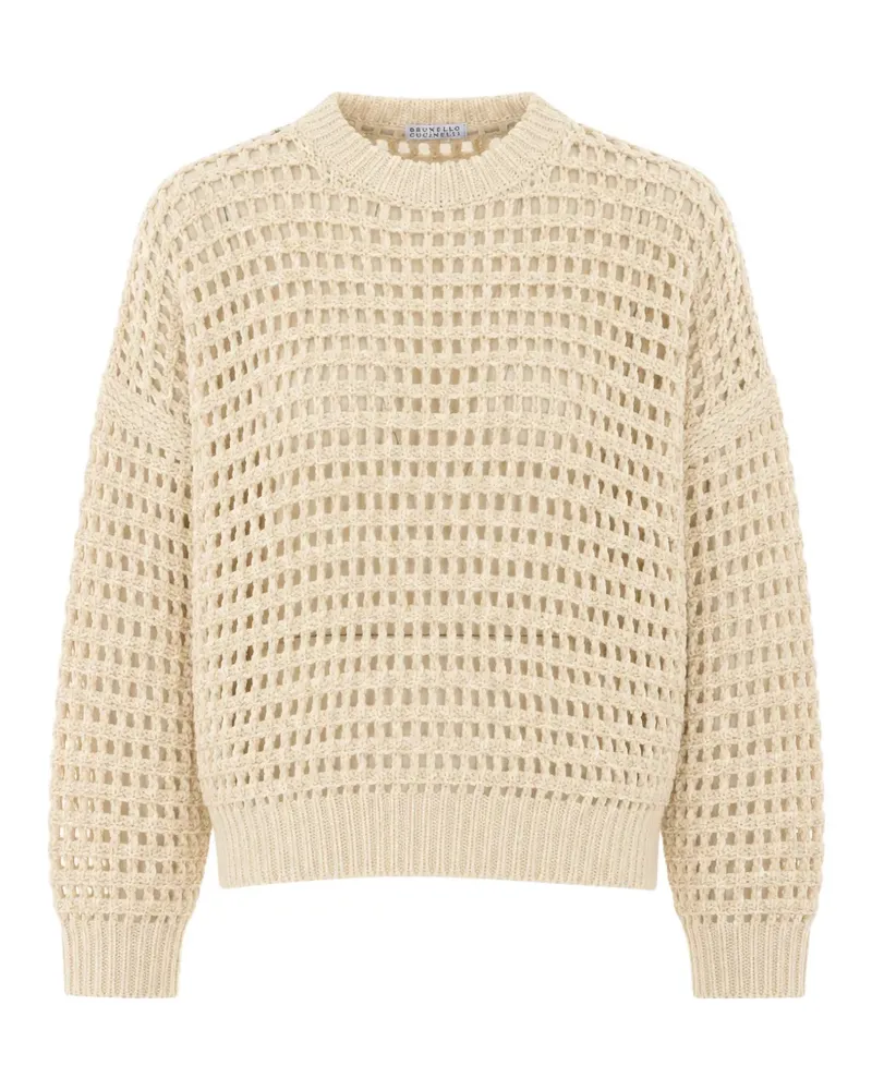 Brunello Cucinelli sequin-embellished open-knit sweater - Nude Nude
