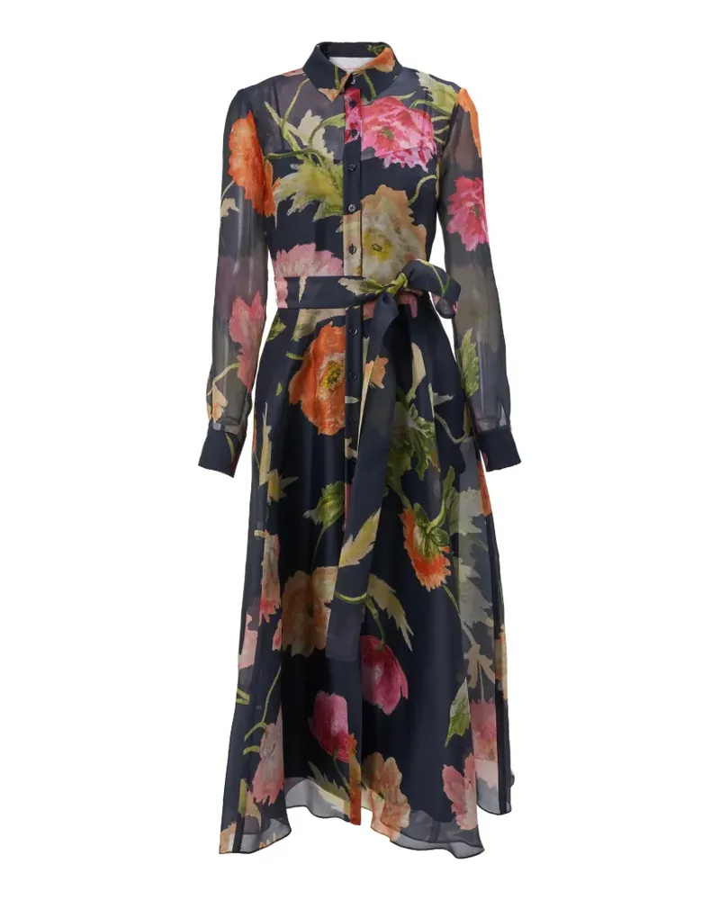 Carolina Herrera New York floral belted midi dress - Blau Blau
