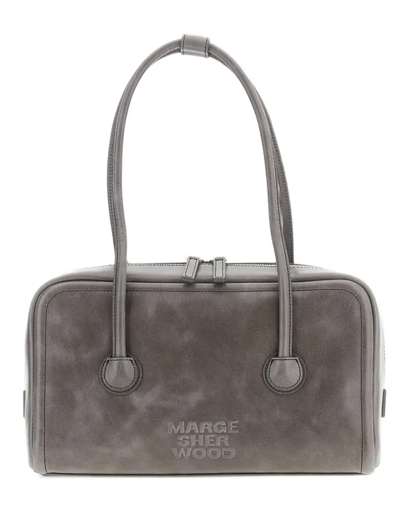 Marge Sherwood Soft Boston Tote Bag aus Leder mit Logo-Prägung - Grau Grau