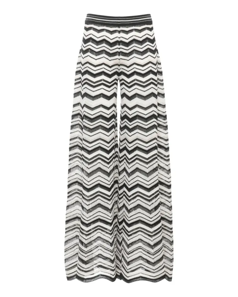 D.EXTERIOR geometric-pattern Lurex-detail palazzo pants - Schwarz Schwarz