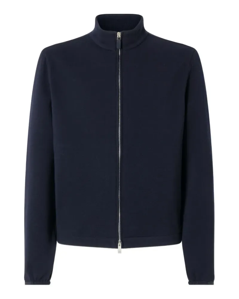 Ermenegildo Zegna Marineblaues Sweatshirt mit Reißverschluss Blau