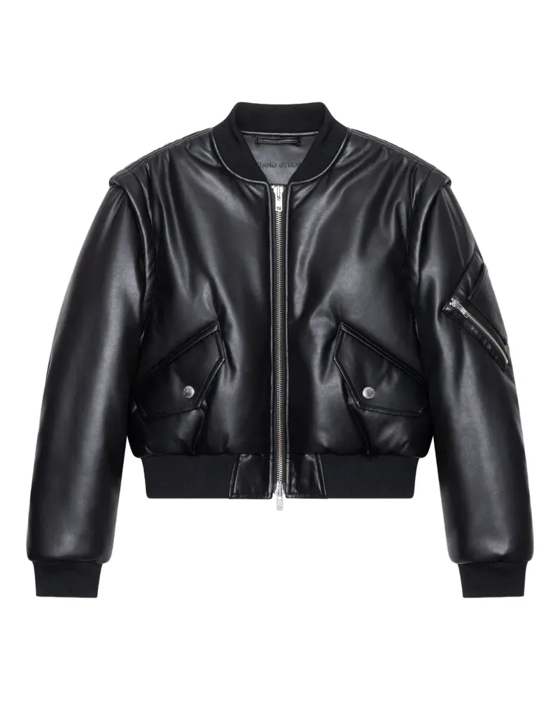 STAND Gefütterte Cropped-Bomberjacke - Schwarz Schwarz
