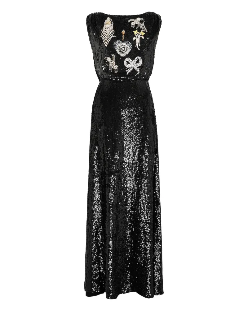 Temperley London Adalina Maxikleid mit Pailletten - Schwarz Schwarz