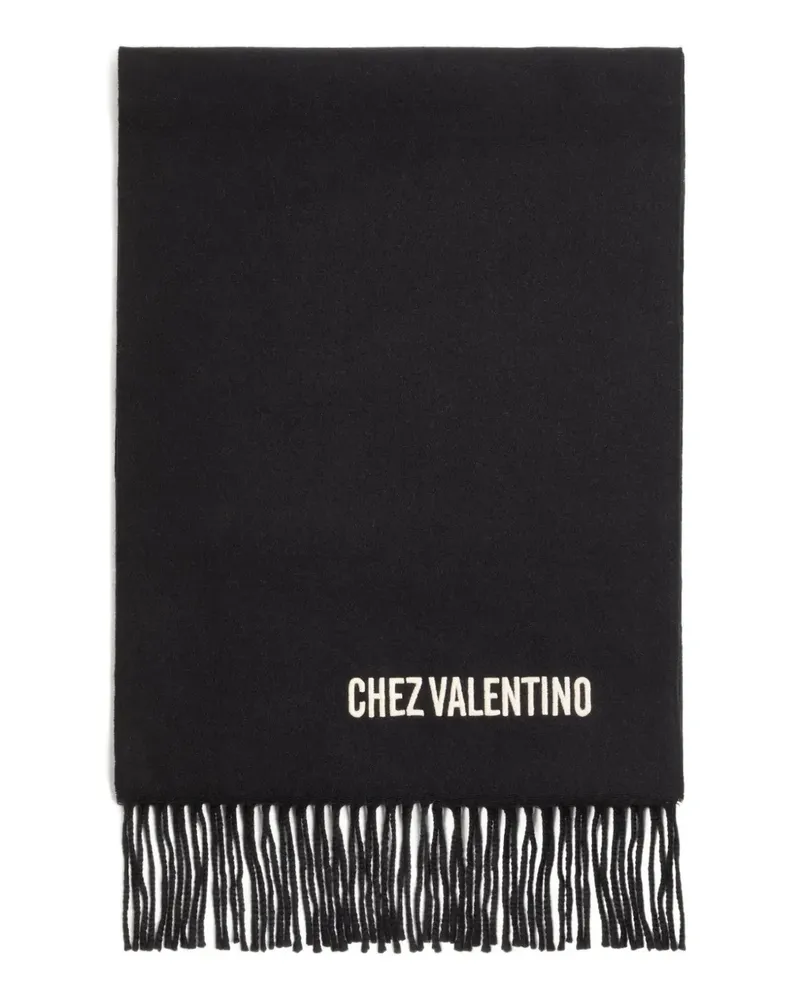 Valentino Garavani Chez Valentino-embroidery fringed scarf - Schwarz Schwarz