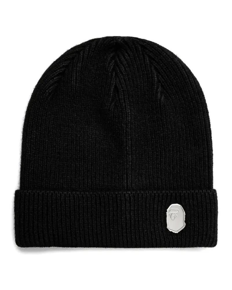 BAPE Gerippte Beanie mit Logo - Schwarz Schwarz