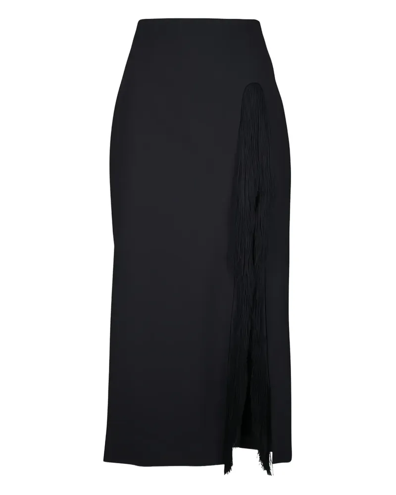 Lela Rose Midirock mit Fransen an der Seite - Schwarz Schwarz