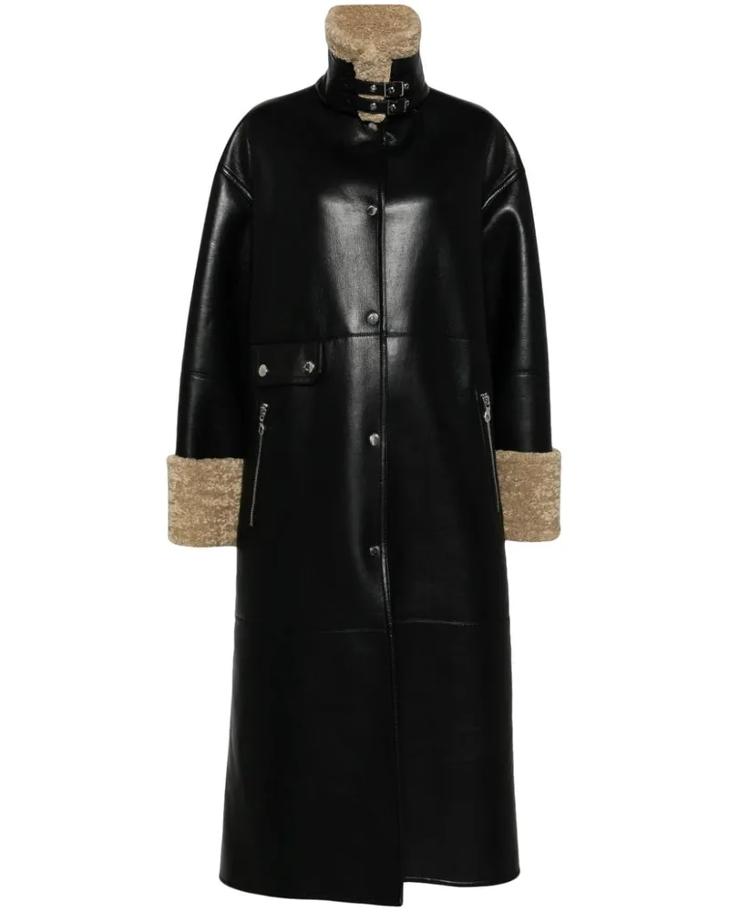 Nanushka Mantel mit Faux Shearling - Schwarz Schwarz