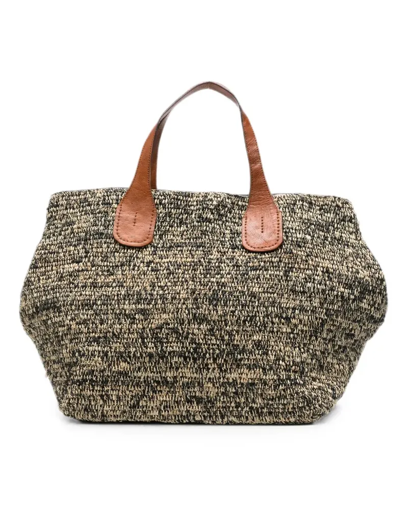 IBELIV woven leather-trim tote bag - Nude Nude
