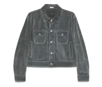 Wildlederjacke mit Kontrastnähten - Grau