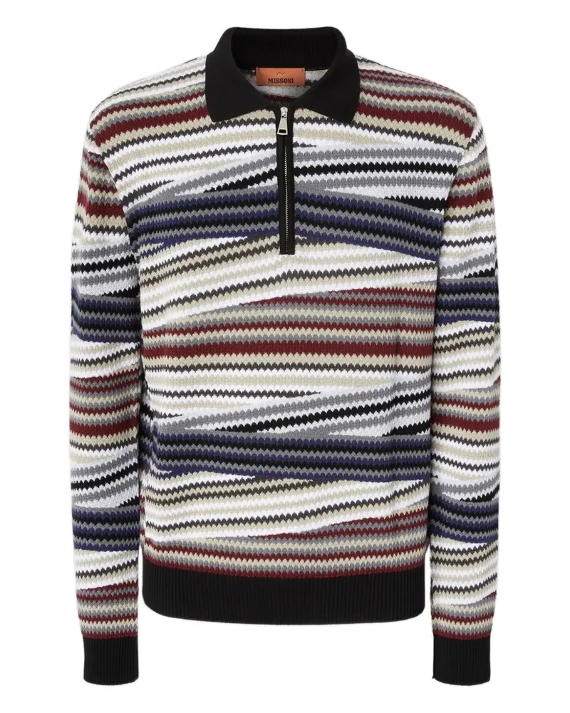 Missoni Gestreiftes Poloshirt mit Reißverschluss - Weiß Weiß