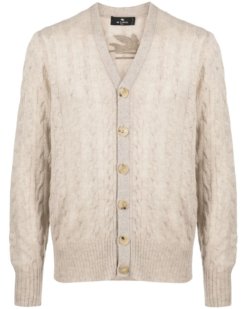 Etro Kaschmircardigan mit Zopfmuster - Nude Nude