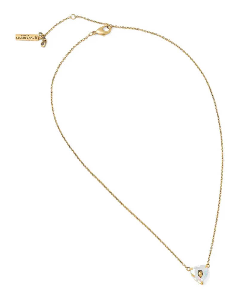 Kurt Geiger eagle-head crystal heart-pendant necklace - Gold Gold
